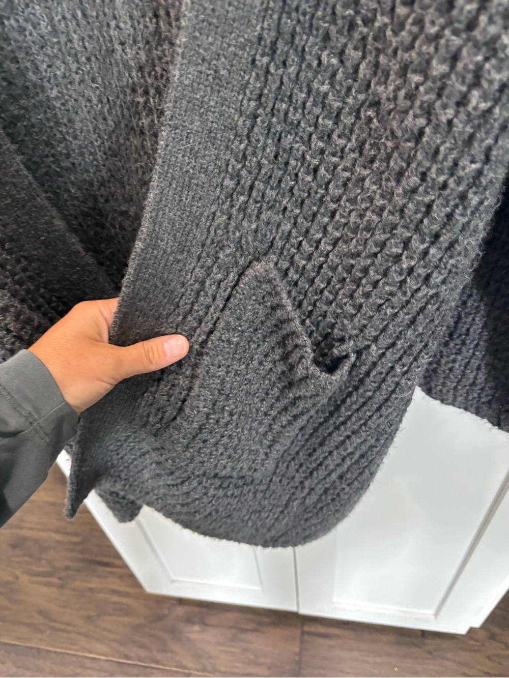American Eagle Dark Gray Open Front Knit Cardigan Sweater Womens XS Pockets - Picture 2 of 4